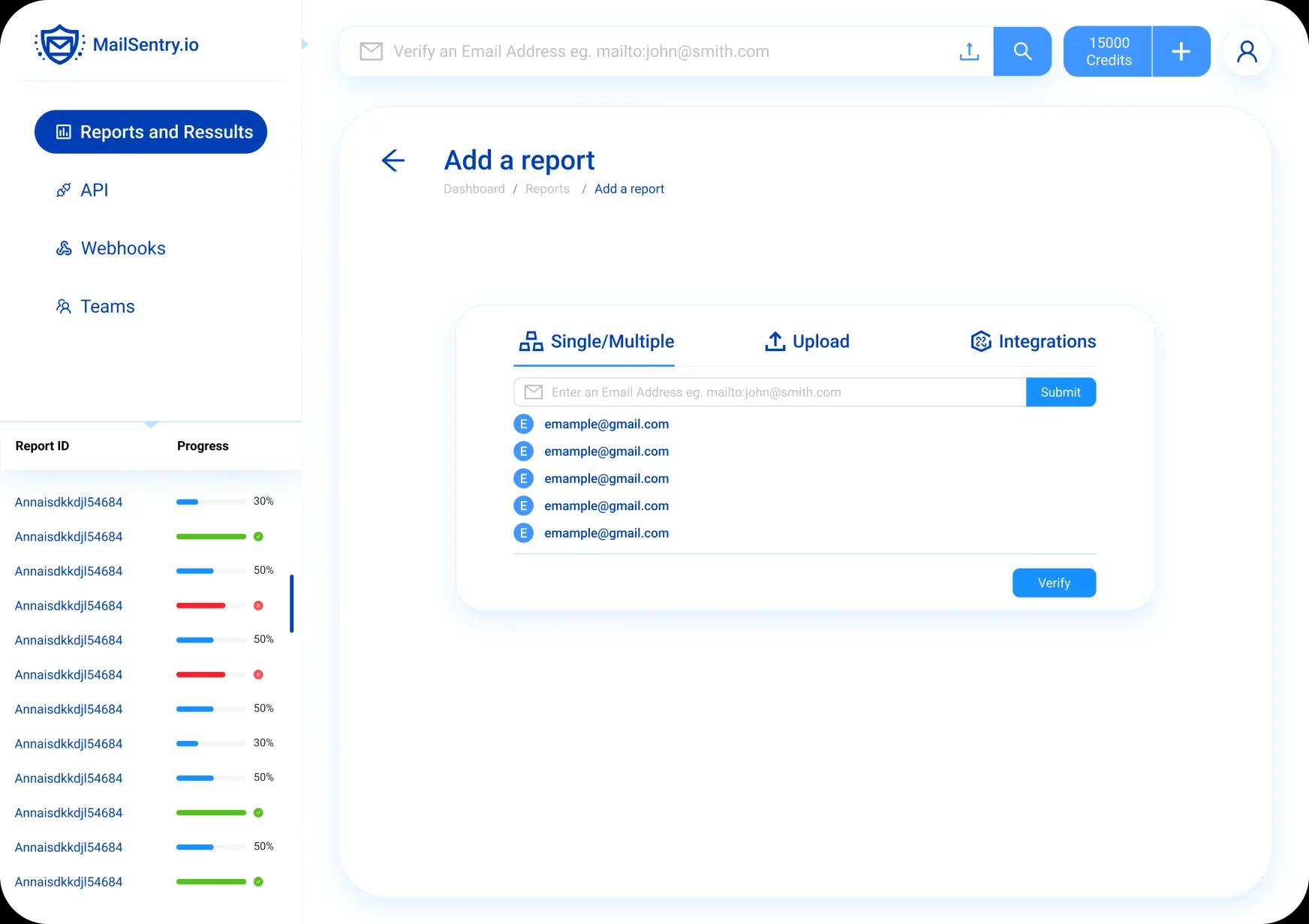 MailSentry's user-friendly platform for verifying single emails or conducting bulk email validation