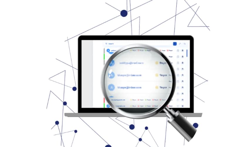 Email verifier displaying SPF/DKIM record check with magnifying glass, ensuring authenticated, secure email communication